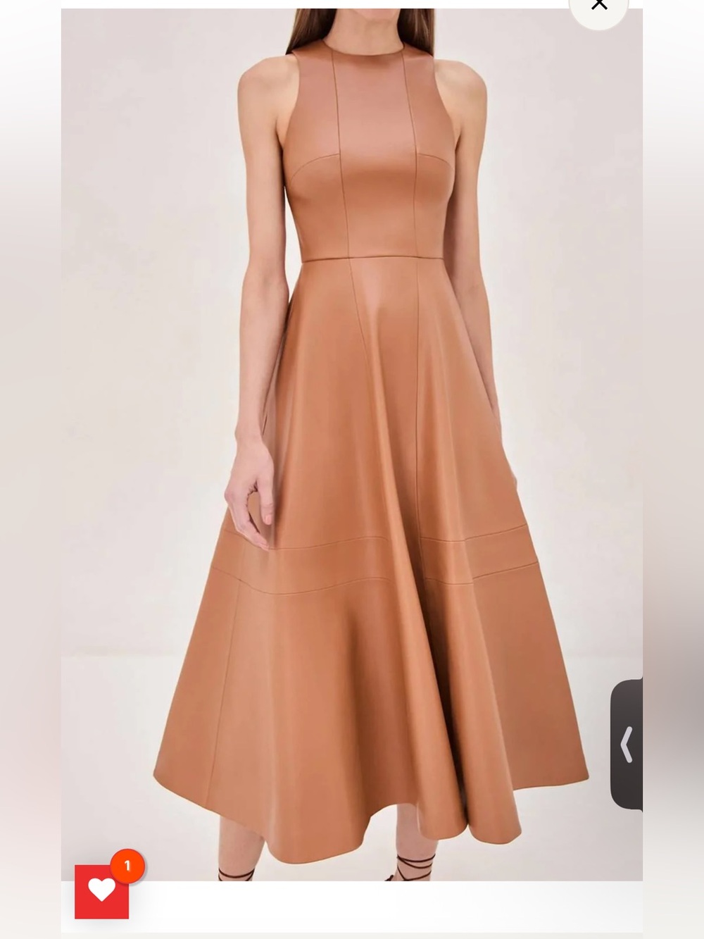 Alexis Camel Leather A-Line Midi Dress